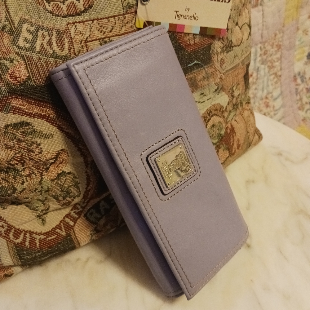 NWT Tignanello Long Wallet, Purple Leather Touchables Bag - Picture 2 of 9